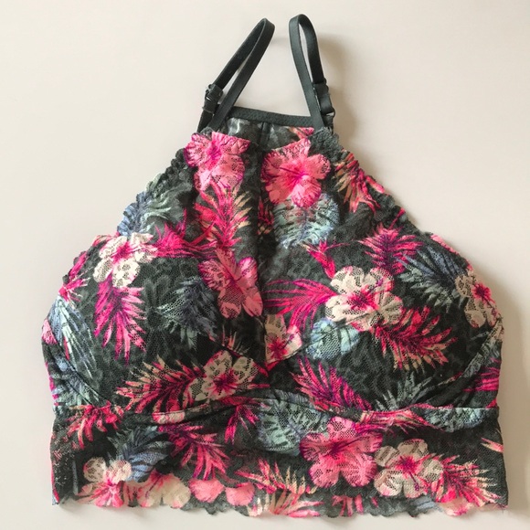 PINK VICTORIA’S SECRET HI NECK LACE BRA BRALETTE - Picture 3 of 6